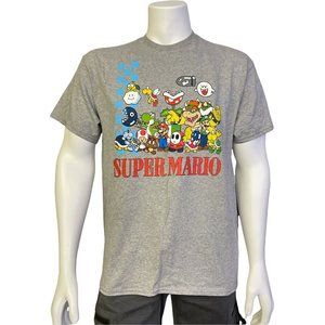 Men's TShirt  SUPER MARIO  Kart Group Tee Short Sleeve Crew Neck Grey Size L